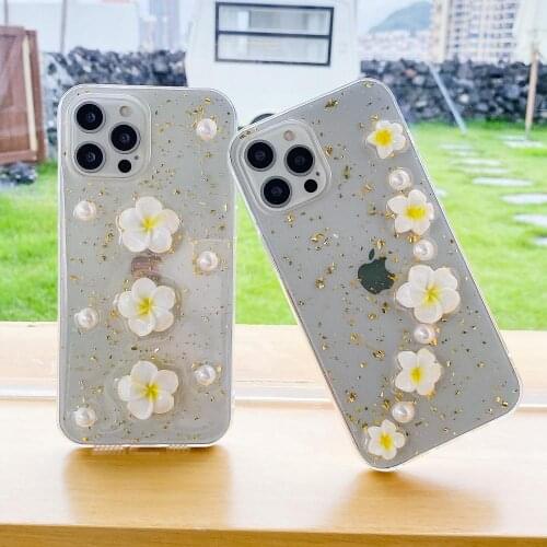 For Iphone 12 Pro Max 11 12 Mini Case 3D Clear Funda For Iphone XR 7 8 Plus X XS Max 6 6S SE 2020 10 Cover Epoxy Flower Shell