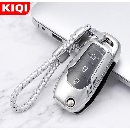 Soft TPU Car Flip Key Case Cover Shell Keychain for Ford Fusion Fiesta Escort Mondeo Everest Ranger 3Button Key Protector