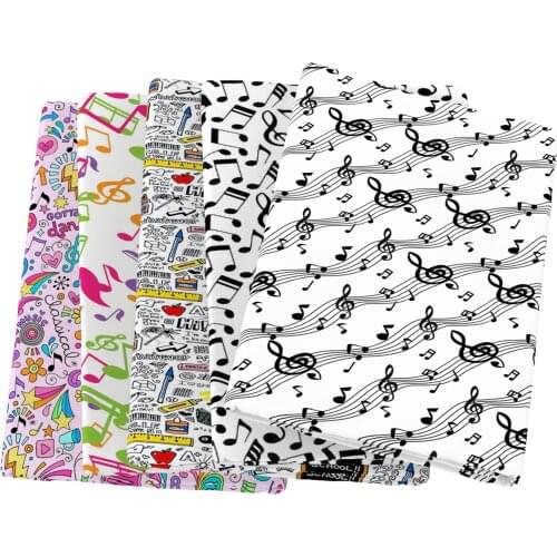 Music Notation Polyester Cotton Fabric Tissue Kids Sewing Quilting Needlework Material DIY Handmade Cloth,1Yc13757