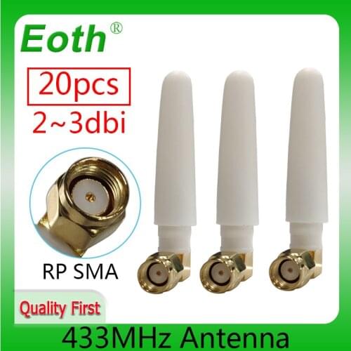 20pcs 433MHz Antenna 2.5dbi RP-SMA Connector Plug 433 mhz directional antena waterproof antenne fo Lorawan watermeter Gasmeter