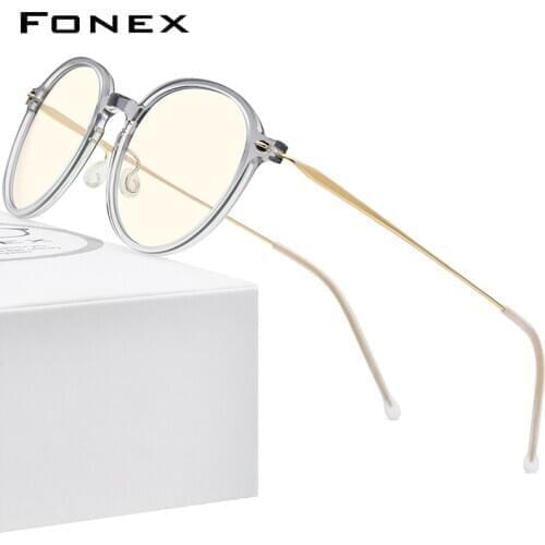 FONEX Blue Light Blocking Glasses Women 2020 New Anti UV Rays Computer Gaming Eyeglasses Men FAB019 (Nylon Frame B Titanium Arm)