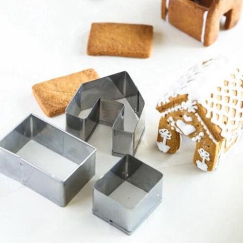 3-Piece Baking Mold 3D Cake Mini House Molds Set Kitchen DIY Baking Festive Christmas Cookie Cutting Moulds Tools