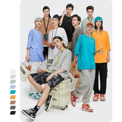 Fashion Streetwear 11 Colors Couple Half-sleeve O-neck Cotton T-shirt Japanese Pattern Men Women Casual Hip Hop Loose Top Tee
