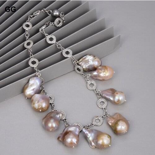GG Jewelry Natural Freshwater Cultured Purple Keshi Baroque Pearl Four Seasons Chocker Necklace For Women