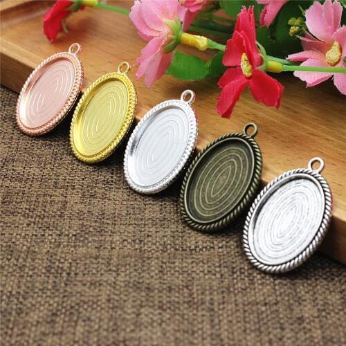 Fit 18x25mm Oval Cabochons Summer Fashion Pattern Glass Base Frame bezel Settings Tray blank DIY Accessory Making 20pcs K00230