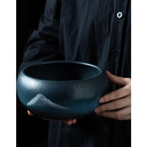 Tea Basin Ceramic Tea Basin Writing-Brush Washer Tea Basin Tea Leaf Bucket Washing Bowl Kung Fu Tea Accessories Tea Washing