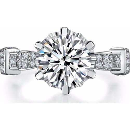 Au585 Solid 14K White Gold Jewelry Ring G14K Splendid Pass Tester 3CT 9.0mm D Moissanite Diamond Ring Engagement for Fiancee