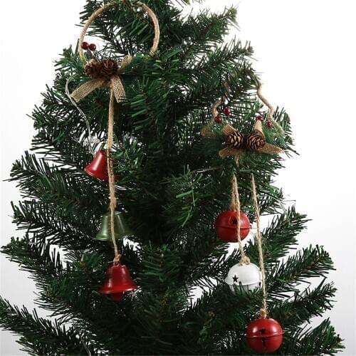 3 Pcs Christmas Tree Decorative Craft Ornament Pendant 3 Bell with Bow Tie Pinecones Berry Home Decoration Accessories