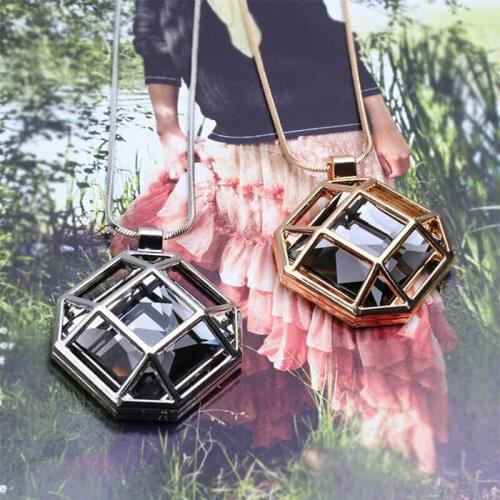 Creative Charm Glass Jewelry Hollow Long Gifts Women Chain Silver Color Gold Color Pendant Necklaces