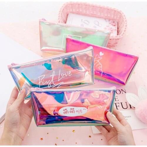 Laser Colorful Sanitary Pad Bag Pencil Cases Transparent Pouch Credit Card Holder Cosmetics Organizers Headphone Case Coin Purse
