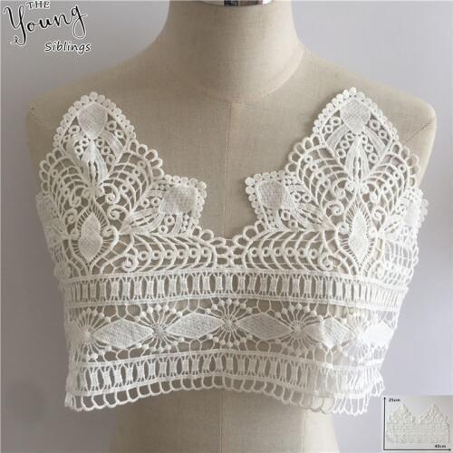 Fashion Embroidery White Hollow out Milk fiber Applique Lace Collar DIY Neckline Lace Fabric Dresses Accessories Craft supplies