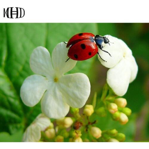 Sewing Ladybug Flowers diy Diamond Painting Mosaic Rhinestone 3D Diamond Embroidery Kit Full & Round Cross Stitch Kit Flowers