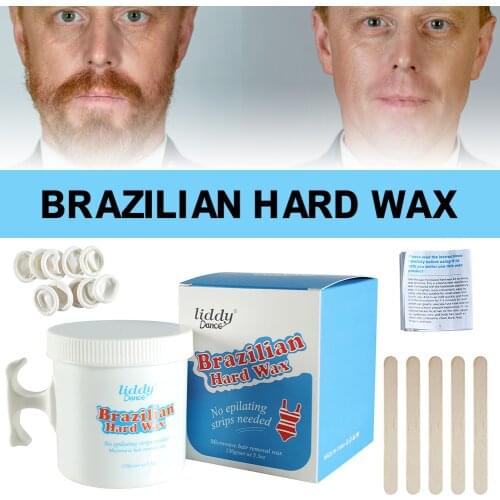 Microwave Hard Wax Kit No Strip No Bean Depilatory Wax Hair Removal Kit Brazilian Wax for Face Arm Leg Bikini with 5 Sticks