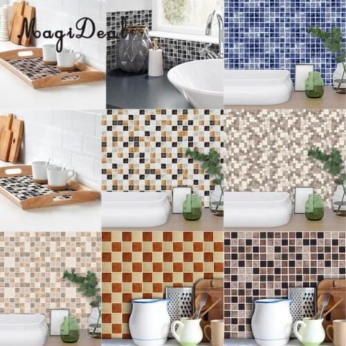 Set 18 Pieces Mosaic Effect Stickers Adhesive Wall Decals Tile Stickers DIY Room Decoration