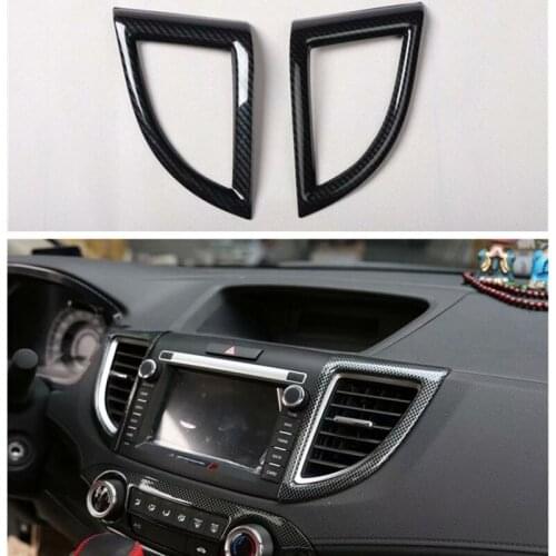 Car Dashboard Center Air Outlet Frame Cover Trim Sticker Fit For Honda CRV 2012-2014 Carbon Fiber ABS