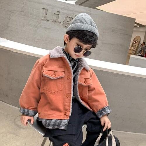 2021 New Winter Childrens Clothing Warm Cotton Padded Jacket Coats Kids Boys Korean Patchwork Single Breasted Outerwear Q133