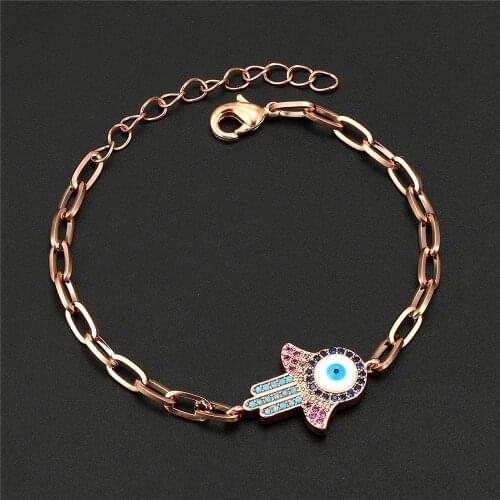 New Dropshipping Hamsa Evil Eye Bracelet For Women Collares Colorful Palm Fatima Palm Bracelets Best Party Birthday Jewelry Gift