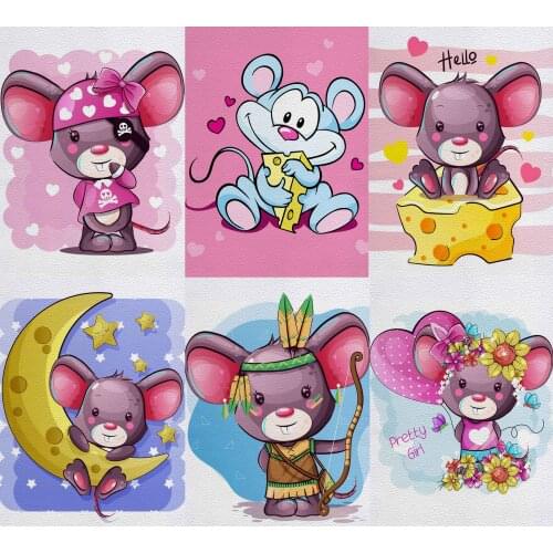 Different Size Cartoon Mouse Pattern Printing Artificial PU Leather Custom Photo Album Decoration Children Pillow 22X30CM