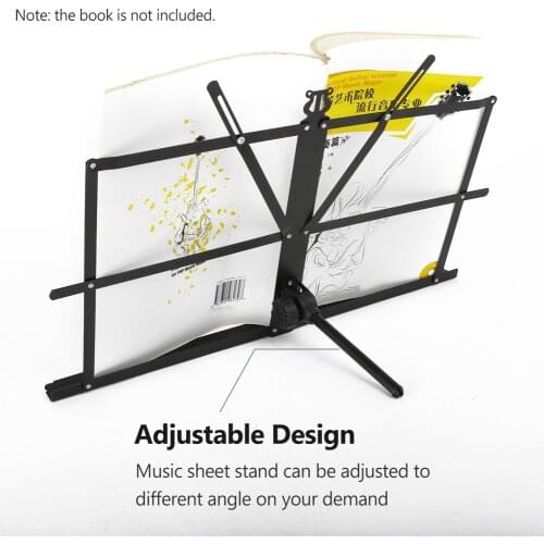Portable Folding Sheet Music Stand with Adjustable Angle Desktop Music Stand Metal Foldable Book Holder