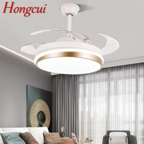 Hongcui Ceiling Fan Light Invisible Lamp With Remote Control Modern Simple LED For Home Living Room