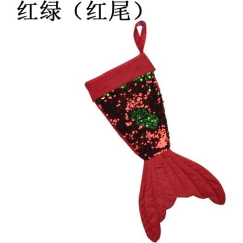 Christmas Gift Bag Sparkly Mermaid Tail Christmas Stocking Sequin Mermaid Tail Magic Reversible Stocking