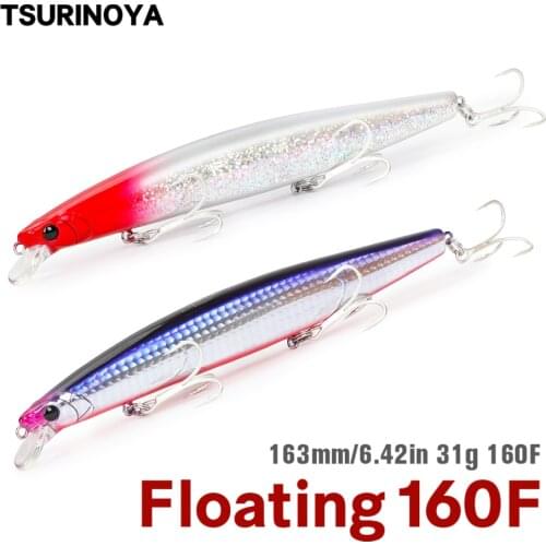 TSURINOYA 163mm 31g Floating Minnow Fishing Lure STINGER DW110 160F Ultra-long Casting Seabass Piura Sea Fishing Lure