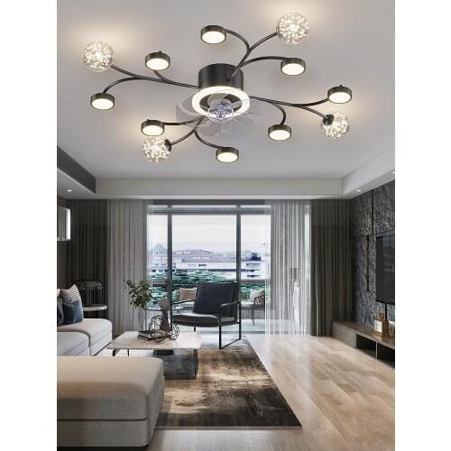 Modern chandelier ceiling fan for living room with led light and control 220 v lighting decorative lamps free shipping products