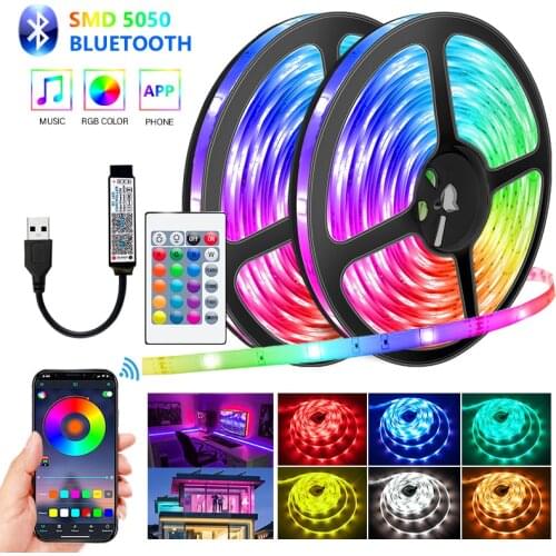Bluetooth-compatible LED Strip Light USB Powered LED Strips With Remote RGB 5050 Color Changing LED TV Backlights For Home Decor