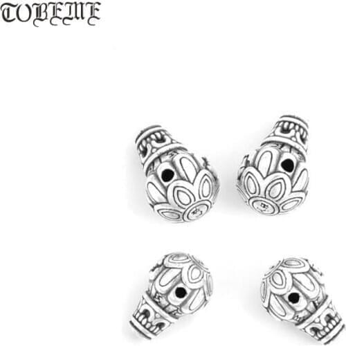 100% 999 Silver Tibetan Guru Bead Tibetan Six Words Three-way Bead Buddhist Malas Guru Silver Lotus Guru Bead