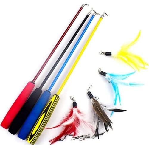 Cat Feather Toy Pet Retractable Feather Bell Refill Replacement Catcher Interactive Feather Teaser, Product Suitable for Kittens