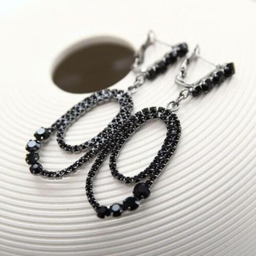 YFJEWE 2018 New Fashion Black Temptation Elliptic Rhinestone Earrings For Women Wholesale Drop Shipping #E135
