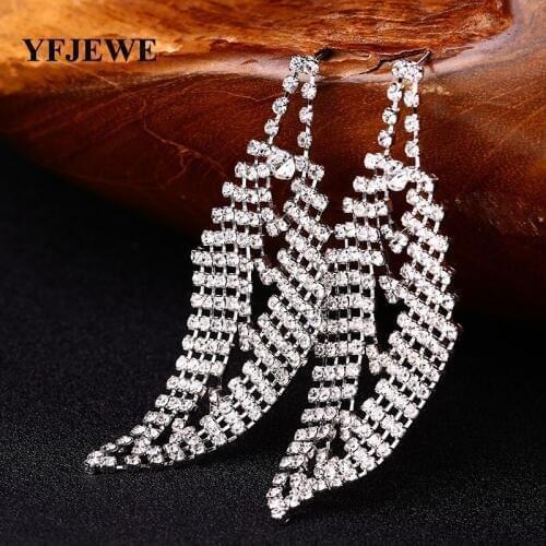 YFJEWE New Arrive Women Wedding Accessories Big tassel vintage sparkling crystal earrings rhinestone ultra long earrings #E208