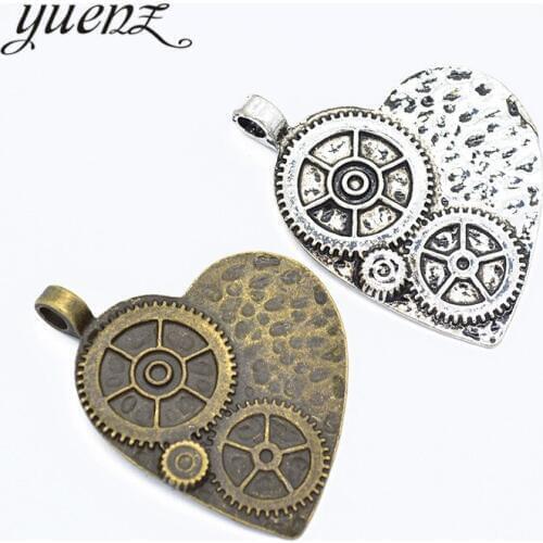 YuenZ 2pcs Antique silver color Heart-shaped Charms Pendant Beads DIY Jewelry Making Necklace Earrings Accessories 50*38mm A111