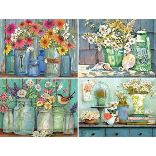 Yumeart Diamond Embroidery Garden Diamond Painting Full Drill Square Landscape Cross Stitch Mosaic Flower Picture Wall Decora