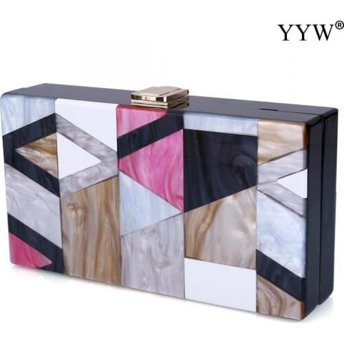 Fashion 2021 Women Acrylic Box Clutch Bag Geometric Exquisite Vintage Small Purse For Ladies Party Wedding Handbag Evening Bag