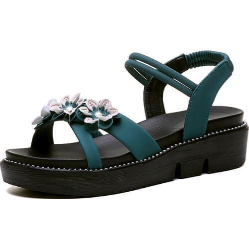 Women Flowes Sandals New Summer Flat Thick Bottom Shoes Fashionable Flower Flat Shoes For Young Girl