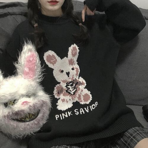 Sweater oversize Autumn Winter Harajuku bunny Knitting korean fashion Y2K Womens sweaters Loose Pullover Gothic Grunge clothes
