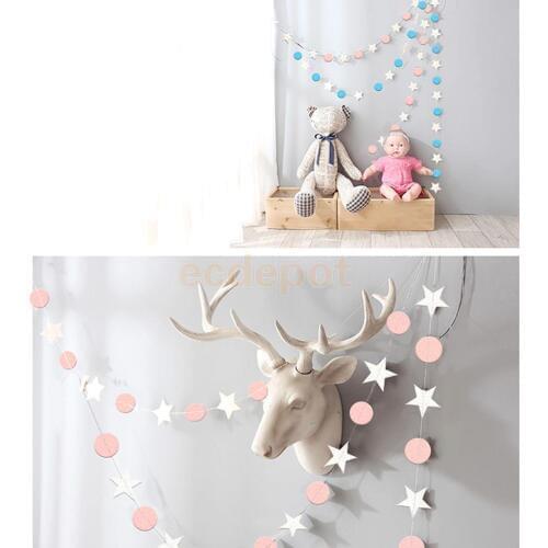 4m Hanging Paper Garland Star Round Chain Wedding Birthday Baby Shower Party Ceiling Banner Hanging Decoration