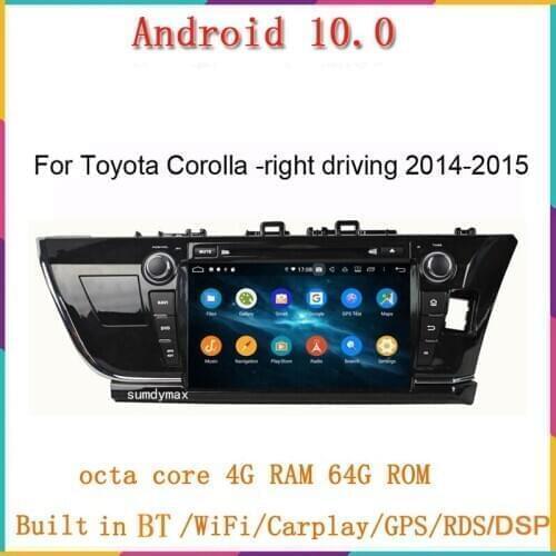 9" two din android 10 car dvd gps player for toyota corolla-right handling 2014 2015 with gps glonass audio head unit wifi USB