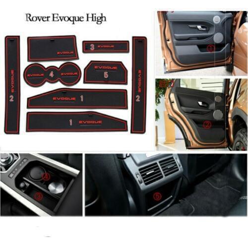 Car Door Mat Rubber Mat Interior Cup Cushion Dust Mat Lnterior Anti Slip Gate Slot Mat For Range Rover Evoque 2012-2018