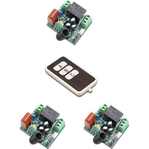 Easy to Carry Mini AC220V 10A 315/433mhz 1CH wireless RF Remote Control Instantaneous Switch 1Transmitter+ 3Receiver