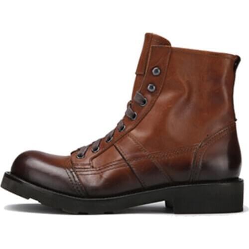 Genuine Leather Boots For Men Vintage Boots Men Military Warm Mens Winter Shoes 12#20/10D50