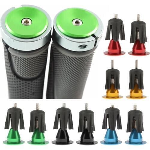 Colorful Aluminum Bike Bicycle Cycling Handlebar Grips Handle Bar Cap End Plugs - One Pair - Black/Red/Gold/Blue/Green