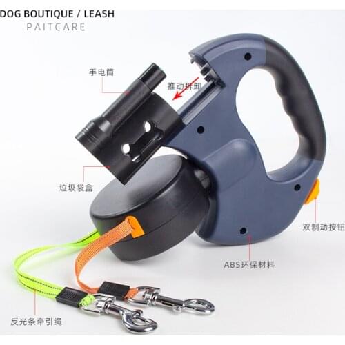 Dual Pet Dogs Traction Ropes Auto Flexible Pet Cat Dog Leash Rope Retractable Dual Dogs Strap Auto Adjustable Leash Dog Pet Rope