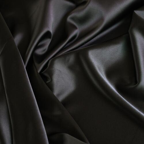 Wholesale 2 meter full dull elastic satin fabric imitation silk material for one piece dress heavy black satin spandex fabric