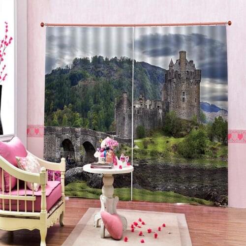 Ancient architecture tour Natural Scenery Curtain Photo Print For Living room Bedroom Blackout Drapes Sets 2 Panels With Hooks