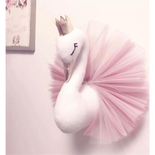 Creative 3D Swan Animals Head Wall Decorations Kids Child Baby Room Nursery Wall Hangings Stuffed Toys Gift Photography Props
