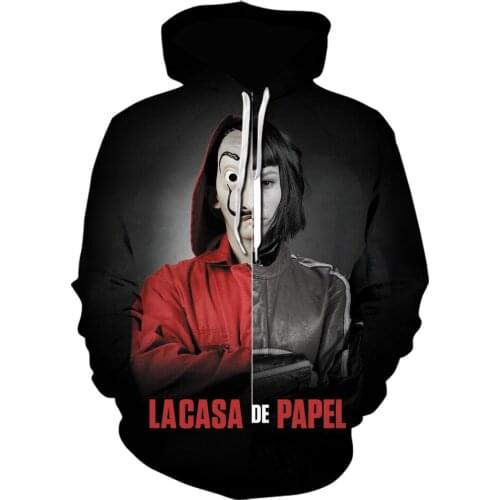 La Casa De Papel Men Women Unisex Hoodies Sweatshirts TV Show Money Heist Novelty Paper House Hoodie Men clothing Pullover Tops