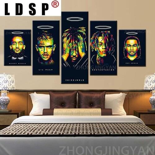 LDSP 5 piece Legends Never Die Rap Singer Juice canvas posters Print Wall Art Pictures For Living Room Framework Spectacular