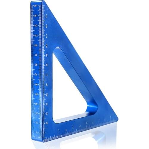 Aluminum Alloy Angle Ruler Inch Metric Triangle Ruler 45 Degree Carpenters Workshop Woodworking Square Measuring Tool